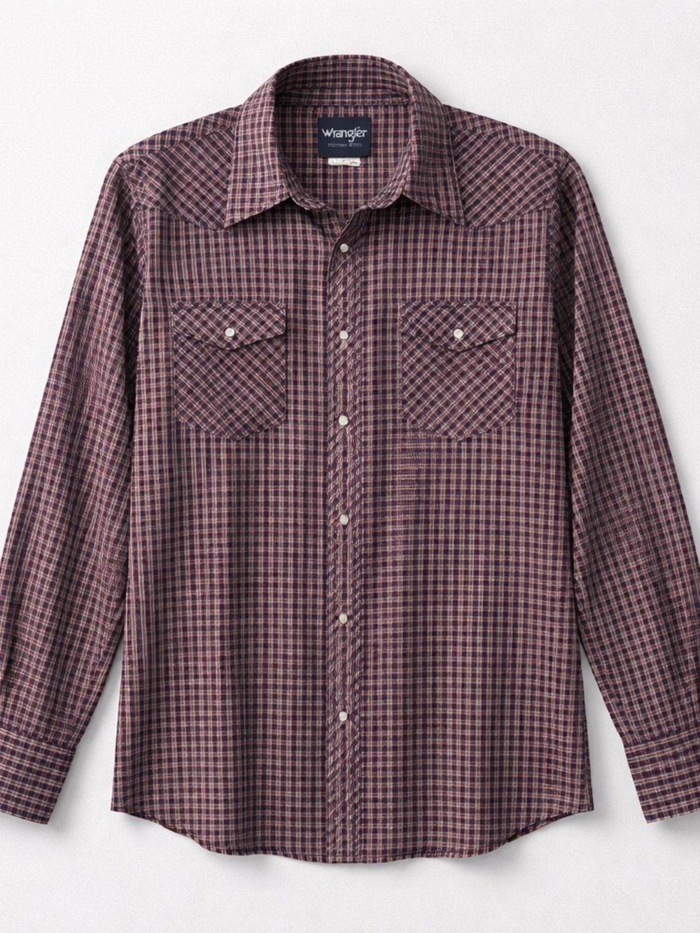 Wrangler Men's Red, Blue & Yellow Plaid Button-Down Shirt Vintage